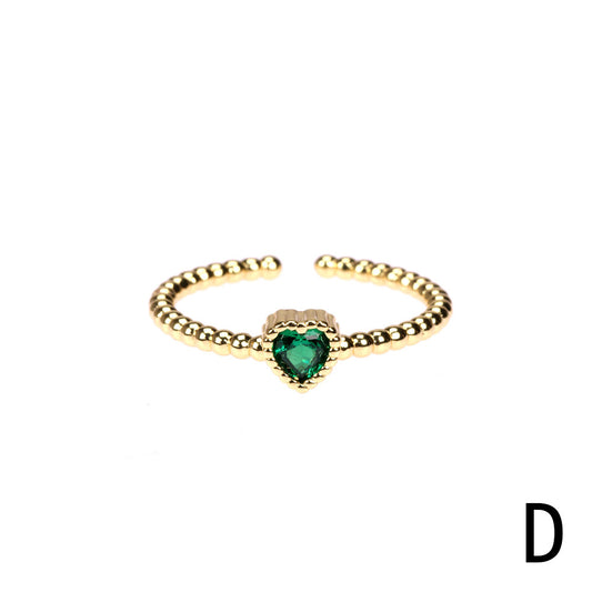 Green heart mini ring