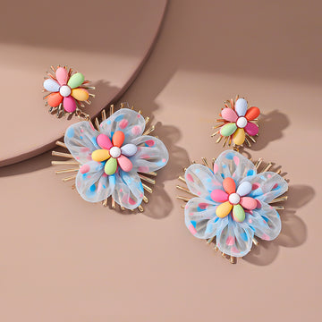 Chiffon Candy Flower Earrings